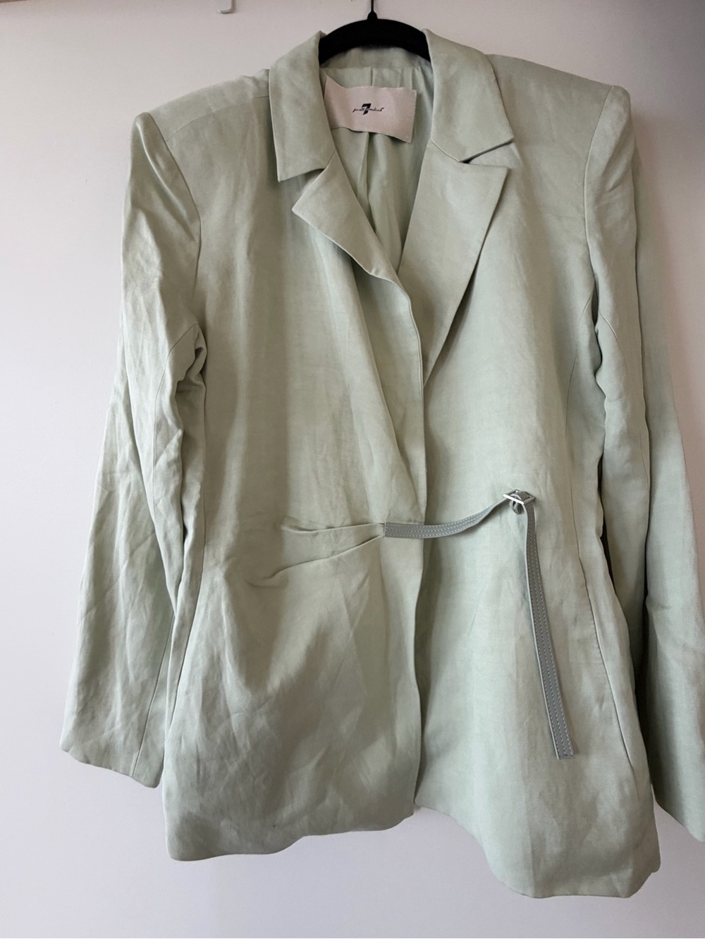 7 For All Mankind Light Mint Linen-Blend Blazer